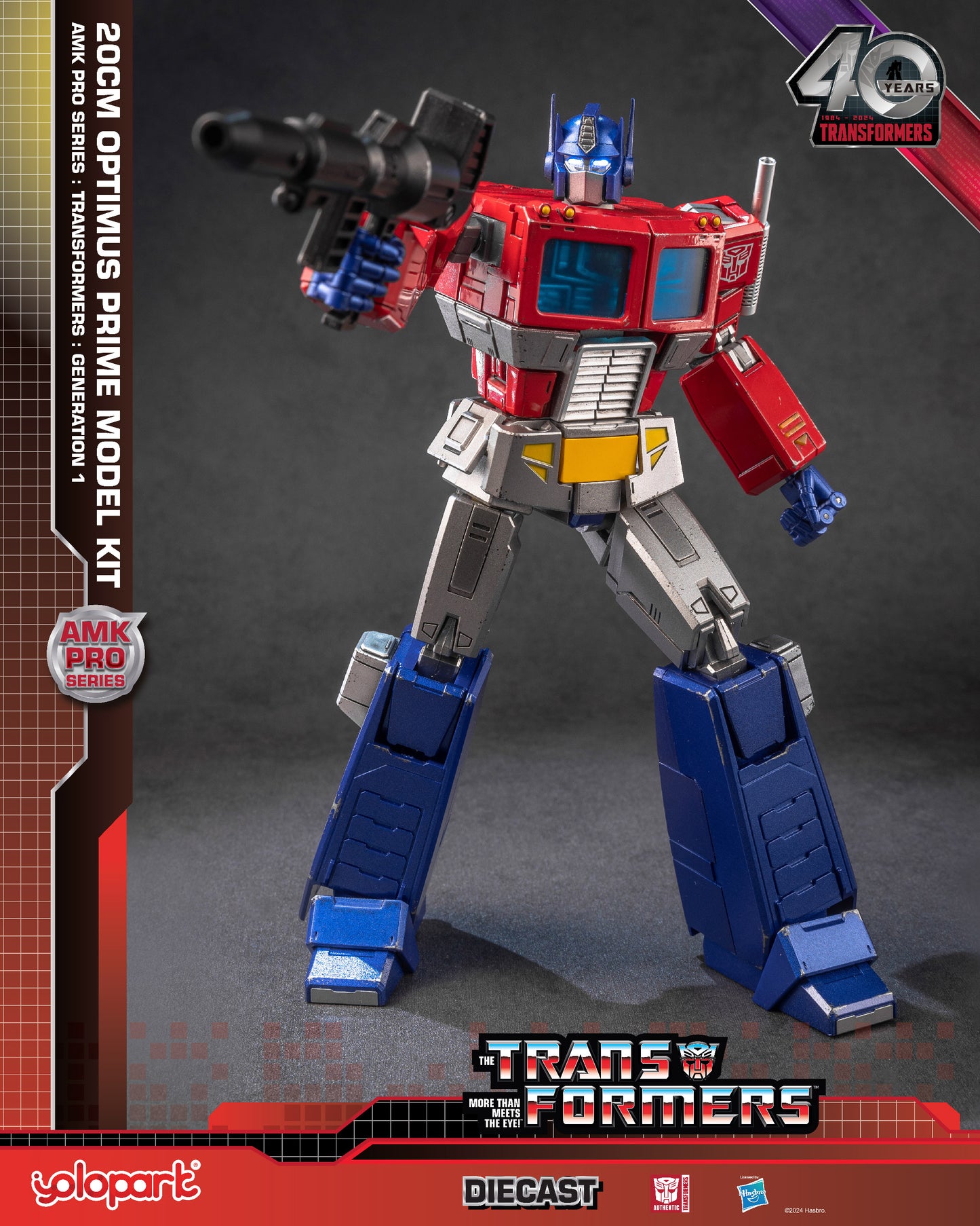 Transformers G1 Optimus Prime Action Figure - 7.87 Inch Highly Articulated Collectible Toy with Upgraded Weaponry - No Converting - YOLOPARK for Ages 15 and Up