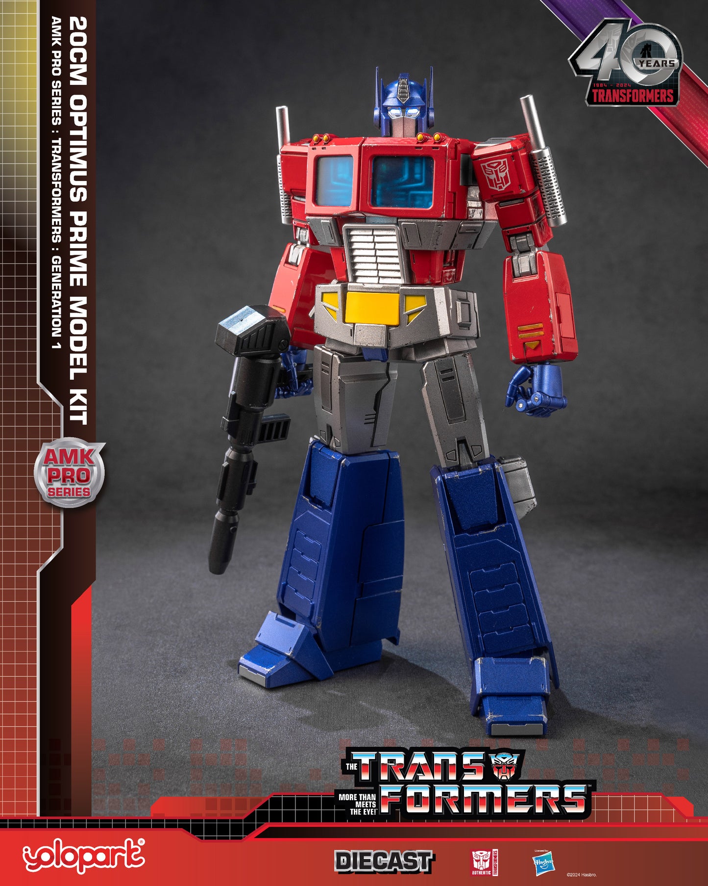 Transformers G1 Optimus Prime Action Figure - 7.87 Inch Highly Articulated Collectible Toy with Upgraded Weaponry - No Converting - YOLOPARK for Ages 15 and Up