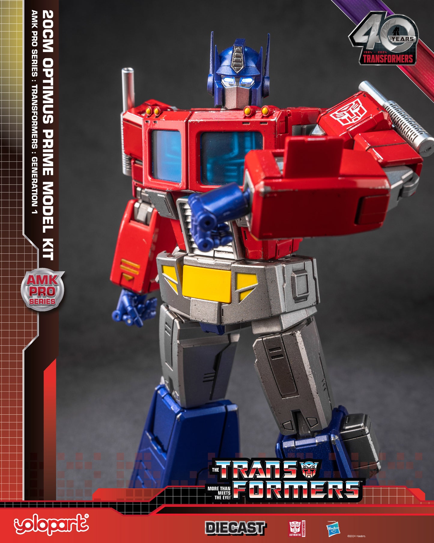 Transformers G1 Optimus Prime Action Figure - 7.87 Inch Highly Articulated Collectible Toy with Upgraded Weaponry - No Converting - YOLOPARK for Ages 15 and Up