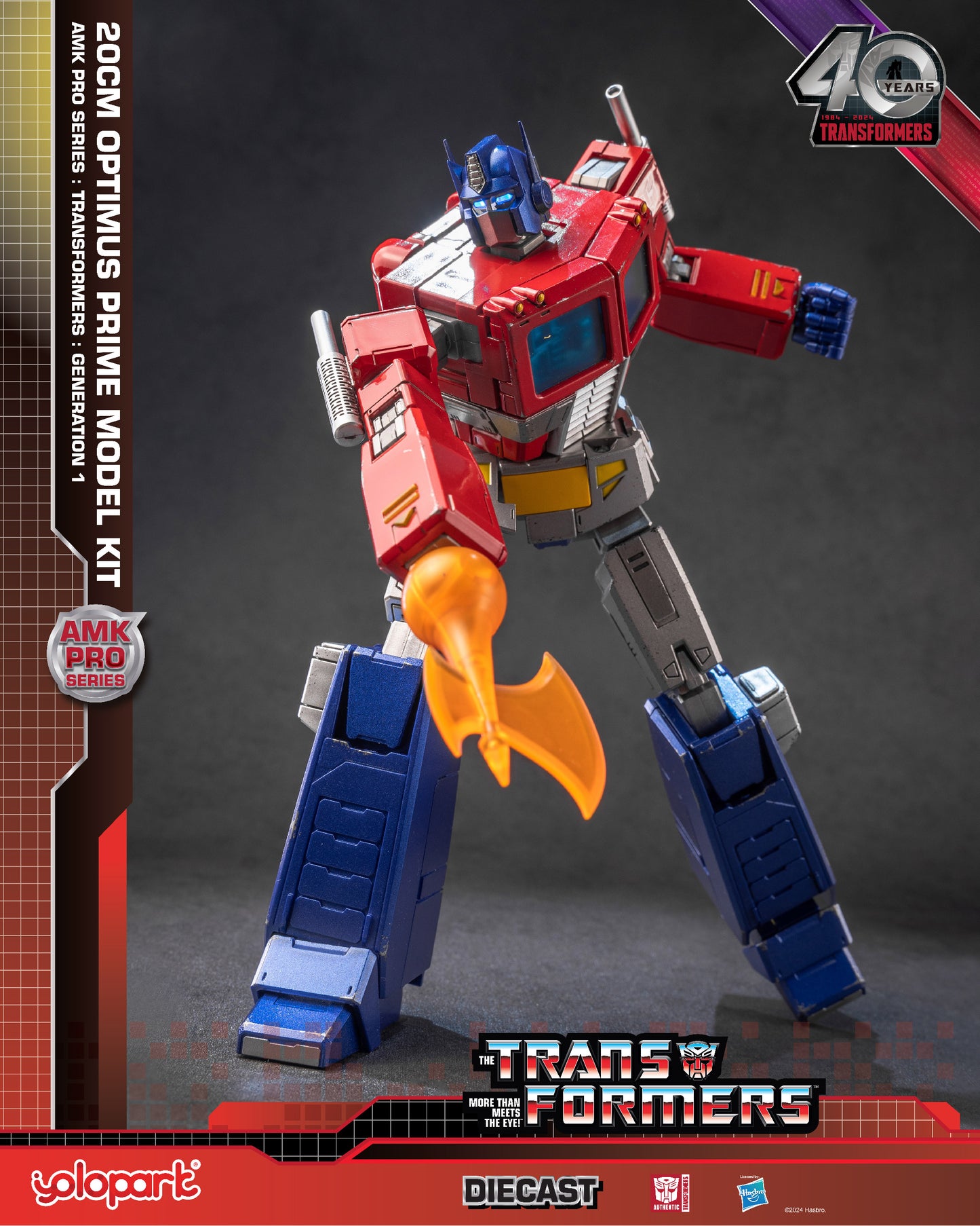 Transformers G1 Optimus Prime Action Figure - 7.87 Inch Highly Articulated Collectible Toy with Upgraded Weaponry - No Converting - YOLOPARK for Ages 15 and Up